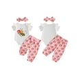 thumbnail image 2 of Cenuakty Baby 3M 6M 12M 18M 24M Girl Summer Outfits Fashionable Short Sleeve Bee Floral Print Romper with Pants, Headband 3Pcs Set, 2 of 9