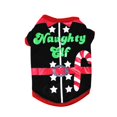 thumbnail image 2 of Dog Christmas Outfit Extra Small Dog Clothes Soft Festive Elf Print Apparel Cute Holiday Pet Shirt for Puppy and Cat Black, 1 Pack, 2 of 4