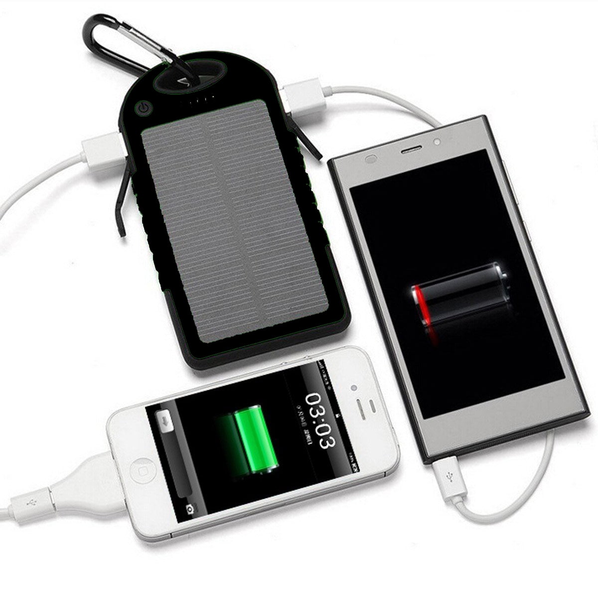 5000 mah DualUSB Waterproof Solar Power Bank Battery Charger for Cell