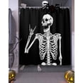 thumbnail image 3 of Halloween Funny Skull Skeleton Victory Shower Curtain Set ，Waterproof Fabric Shower Curtains Shower Curtains for Bathroom,Bathroom Decor 72"x84", 3 of 6