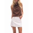 thumbnail image 2 of Women's Tank Tops Halter Draped Front Backless Womens Summer Tops Elegant Camisole Tops Brown M, 2 of 6