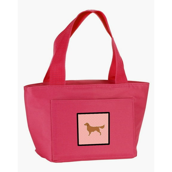 Carolines Treasures BB3604PK-8808 Golden Retriever Checkerboard Pink Lunch Bag  multicolor