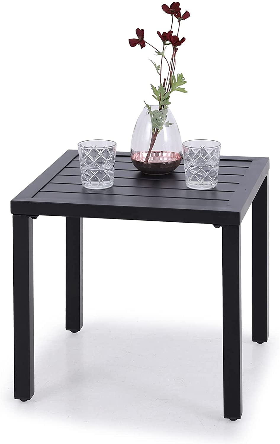 2022 Upgraded Outdoor Patio Small Metal Square Side Table, Indoor
