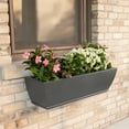 thumbnail image 3 of Acadia 36" x 11" x 10" Rectangular Graphite Grey Self Watering Plastic Window Box Planter, 3 of 6