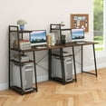 thumbnail image 5 of Topbuy Computer Desk Industrial Wood Study Desk w/Storage Shelf Writing Table Workstation Brown, 5 of 9