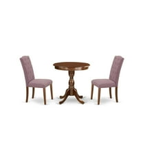 East West Furniture - ESCE3-MAH-10 - 3-Pc Dinette Room Set - 2 Kitchen Parson Chairs and 1 Dining Table (Mahogany Finish)