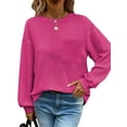 thumbnail image 6 of TEMOFON Sweatshirt for Women Long Sleeve Shirts Tunic Tops Waffle Knit Crewneck Sweatshirts for Womens Clothes Lightweight Business Fall Tops, 6 of 10