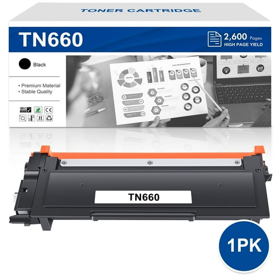 TN660 TN630 Toner Cartridge Replacement Compatible for Brother TN660 High‐Yield Black Printer Toner Cartridge (1-Pack, Black)