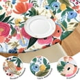 thumbnail image 4 of Pioneer Flower Floral Print Pattern Round Fitted Tablecloth with Elastic Edge,Dining Table Cover Waterproof,Outdoor Round Tablecloth for Camping,Dining,Indoor and Outdoor, 4 of 7