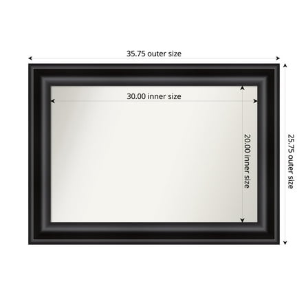 Amanti Art Custom Framed Wall and Bathroom Mirror (25.75 x 35.75 in.), Grand Black Frame
