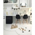 thumbnail image 6 of 2xhome - Set of 2 Kids Chairs Toddler Size Plastic Dining Room or Craft Chairs with Natural Wooden Legs, Black, 6 of 7