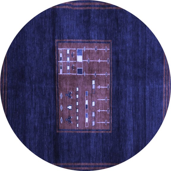 Ahgly Company Indoor Round Abstract Blue Contemporary Area Rugs, 6' Round