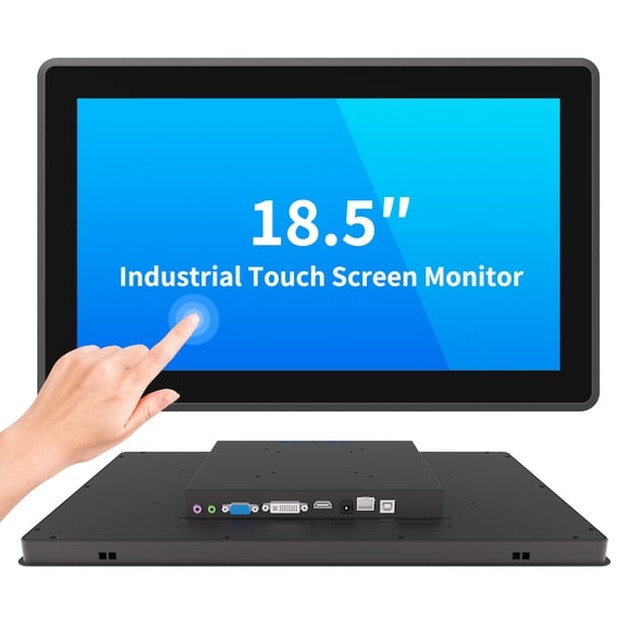LMENGER 18.5 Inch Industrial Touch Screen Monitor, 10 Points Touch, Ratio 16:9 Capacitive PCAP Display, 1366 x 768 R, Active Matrix TFT LCD, LED Backlight, VGA, DVI, HD-MI Ports