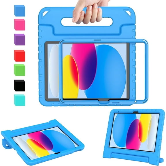 AVAWO Kids Case for New iPad (A16) 11th Generation 11 Inch 2025 & iPad 10th Generation 10.9" 2022 with Built-in Screen Protector Durable Shockproof Lightweight Handle Cover, Blue