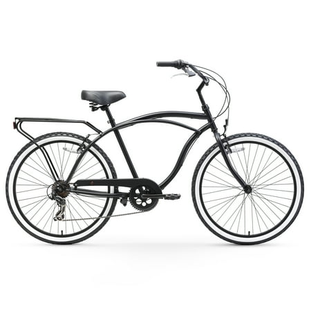 sixthreezero Around the Block Men 24" 7-Speed Beach Cruiser Bicycle with Rear Rack