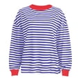 thumbnail image 4 of WEAIXIMIUNG Chandail en Molleton pour Femmes à Fermeture Éclair à Rayures Color Block Manches Longues Col Rond Chandail en Molleton pour Femmes Tendance Coupe Ample Décontractée, 4 of 5