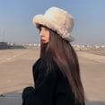 thumbnail image 3 of SikaFu Winter Women's Thick Imitation Rabbit Mao Ping Top Japanese Fisherman Hat Basin Hood Versatile Warmth, Thick Grass Hat, 3 of 7