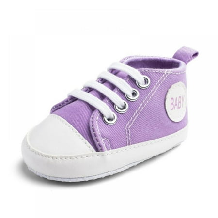 

Baby Girls Boys Shoes Soft Anti-Slip Sole Newborn First Walkers Star High Top Canvas Denim Unisex Infant Sneaker