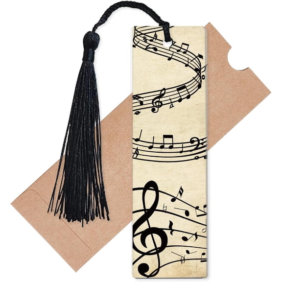Music Note Bookmark Vintage Book Markers Acrylic Rectangle Musical Clef Themed Decoration Reading Bookmarks with Tassel for Graduation Bookish Teachers Students Supplies 4.7 x 1.4 Inch