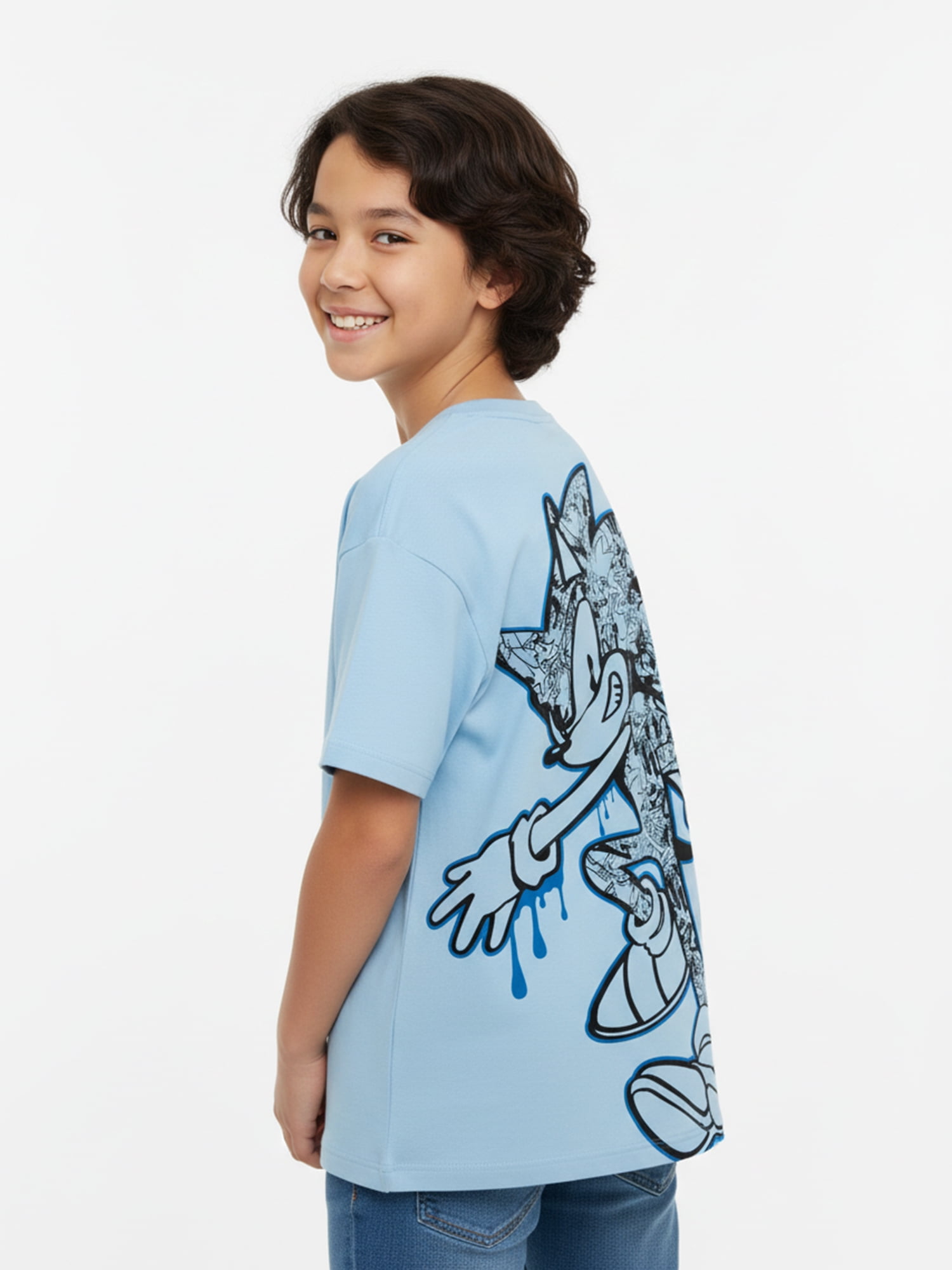Sonic the Hedgehog Boys' Embroidered Tee with Short Sleeves, Sizes 4-18