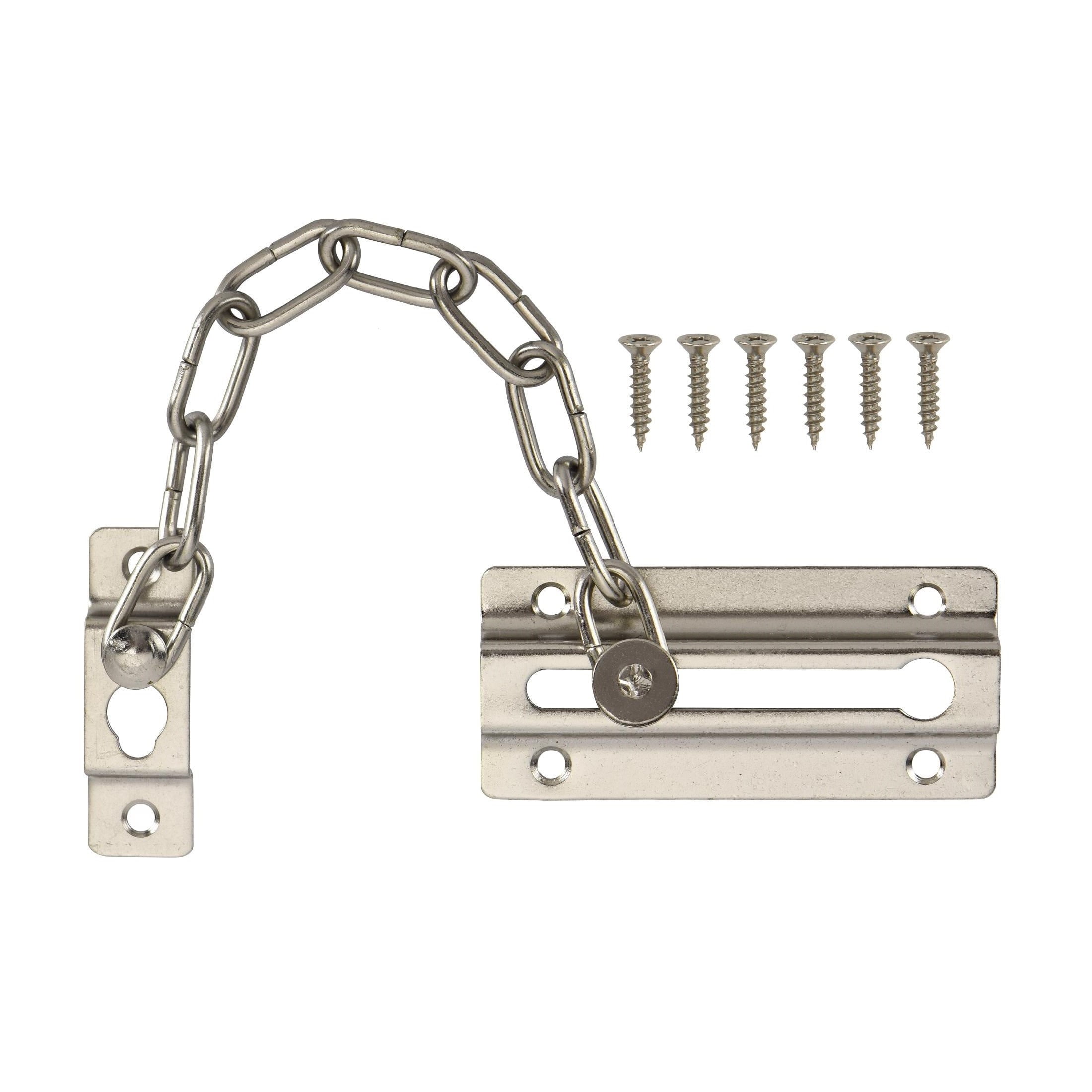 (2 pack) Hyper Tough New Steel Privacy Chain Door Guard,Satin Nickel Finish