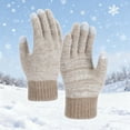 thumbnail image 2 of Lovzfmll Women's Knit Winter Gloves, Touchscreen Gloves with Plush Lining, Full Finger Warmth for Smartphone Use in Daily Activities, Khaki, 2 of 4