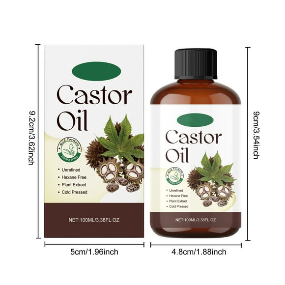 Aceite esencial de ricino para cejas, cabello y pestañas, cuidado de la piel, nutritivo, hidratante y masajes, 100 ml. Aceites de ricino orgánicos.