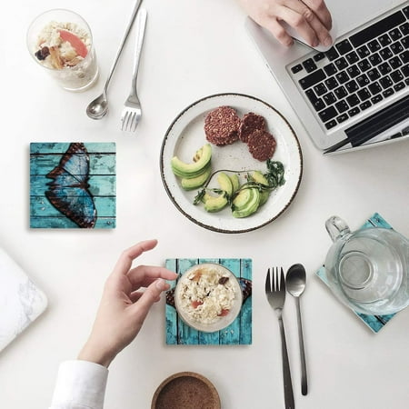 

KXMDXA Butterfly Set of 6 Coaster for Drinks Absorbent Ceramic Stone Coasters Cup Mat with Cork Base for Home Kitchen Room Coffee Table Bar Decor