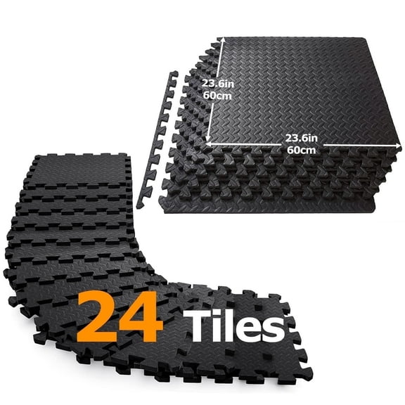 MAXVINI 23.6" x 23.6" Diamond Non-Slip EVA Interlocking Foam Tiles, 24-Tile