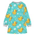 thumbnail image 6 of long-sleeved dress Rubber Duck Bubbles Pattern A-line dress with ribbed cuffs Soft and comfortable, 6 of 6