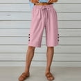 thumbnail image 6 of Juslio Womens Shorts Drawstring Loose Comfy Cotton Linen Solid Casual Pockets Ladies Shorts, 6 of 7