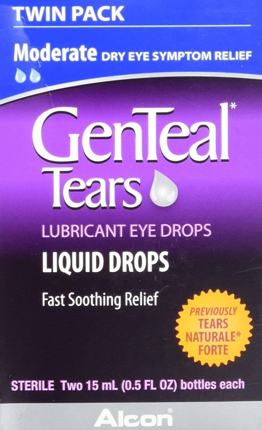 GenTeal Tears Moderate Eye Drops, 0.5 fl oz, 2 Pack
