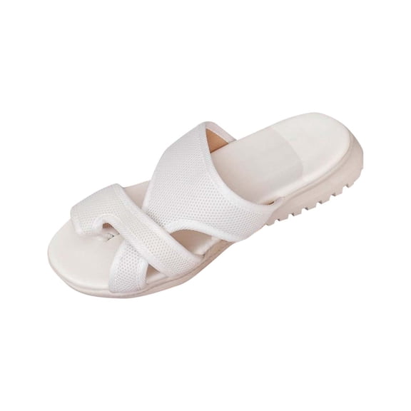 Hopeusnice Slippers for Women Wedge Heel Breathable Non-Slip Women's Slippers Trendy Nylon Spandex Materials Summer Shoes Soft Open Toe Slip-Resistant Walking Shoes White 43