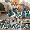 thumbnail image 5 of Green Blue Brown Moire Round Area Rug 4Ft Washable Circle Rugs for Bedroom Dining Room, Modern Abstract Art Non-Slip Carpet Floor Mats Indoor Outdoor Carpet Runner Aesthetic Home Decor, 5 of 8