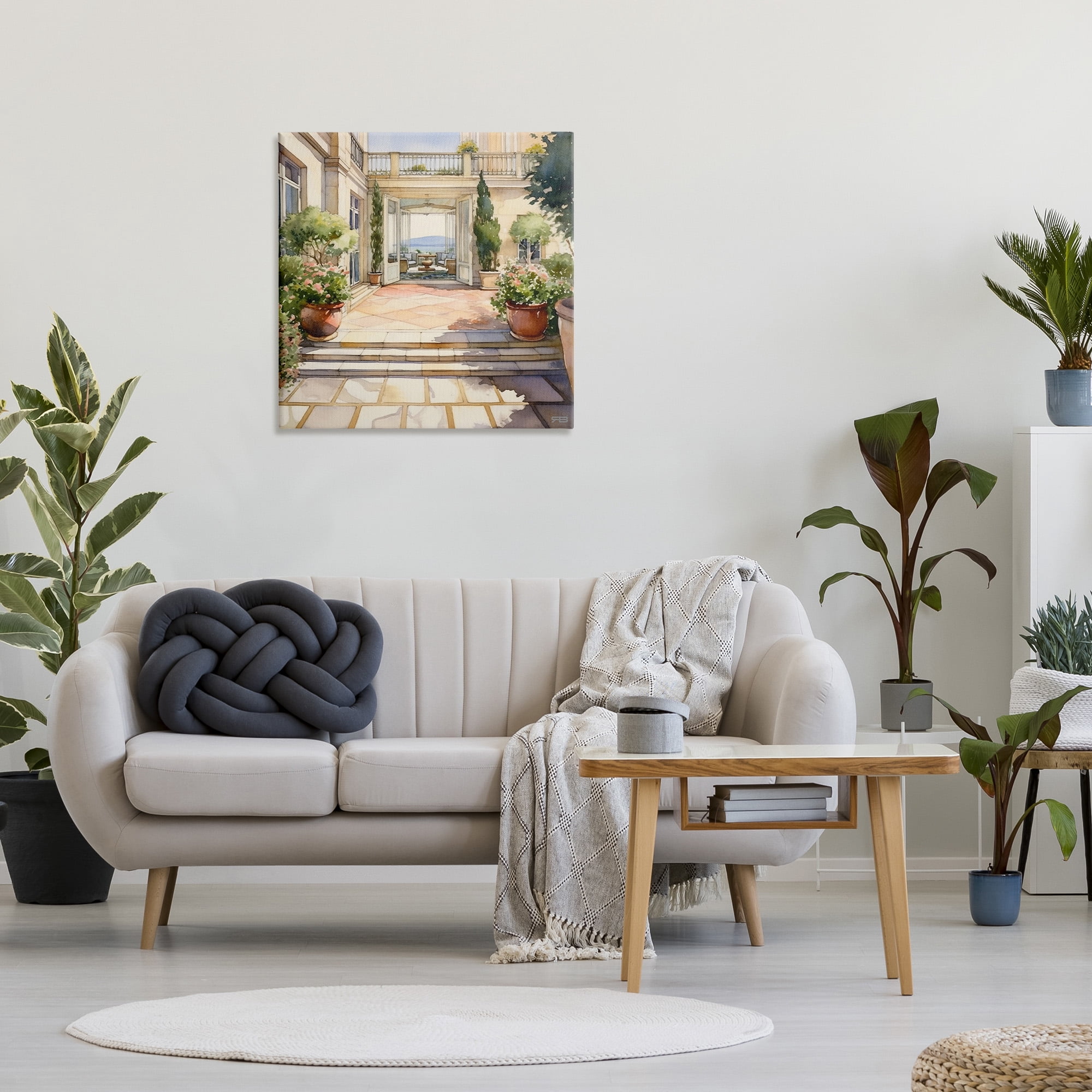 Stupell Industries European Villa Architecture Botanical & Floral Painting Gallery Wrapped Canvas Art Print Wall Art, 30 x 30