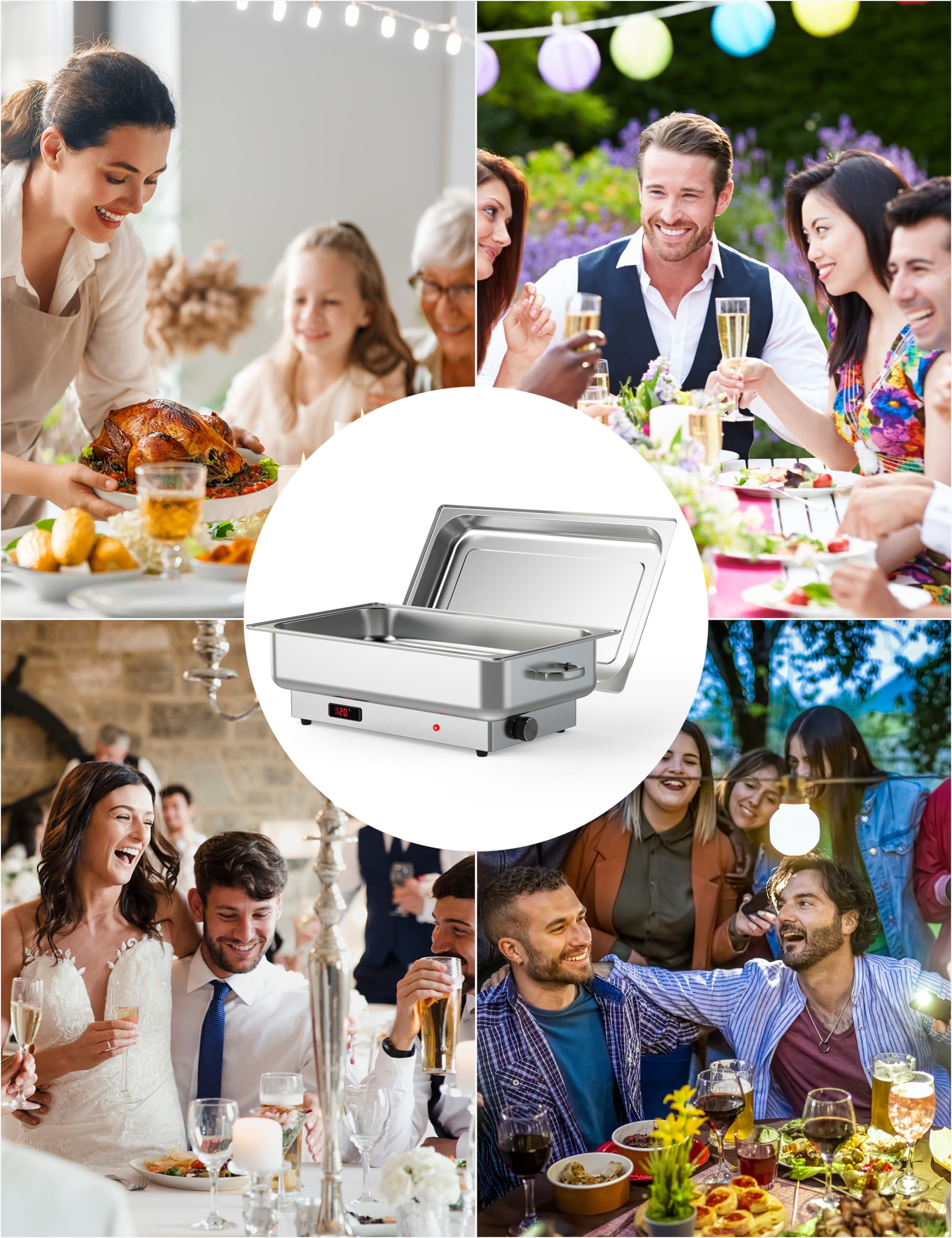 Garvee Electric Chafing Dish 9QT Stainless Steel Chafing Dishes with 2 Pack Buffet Servers