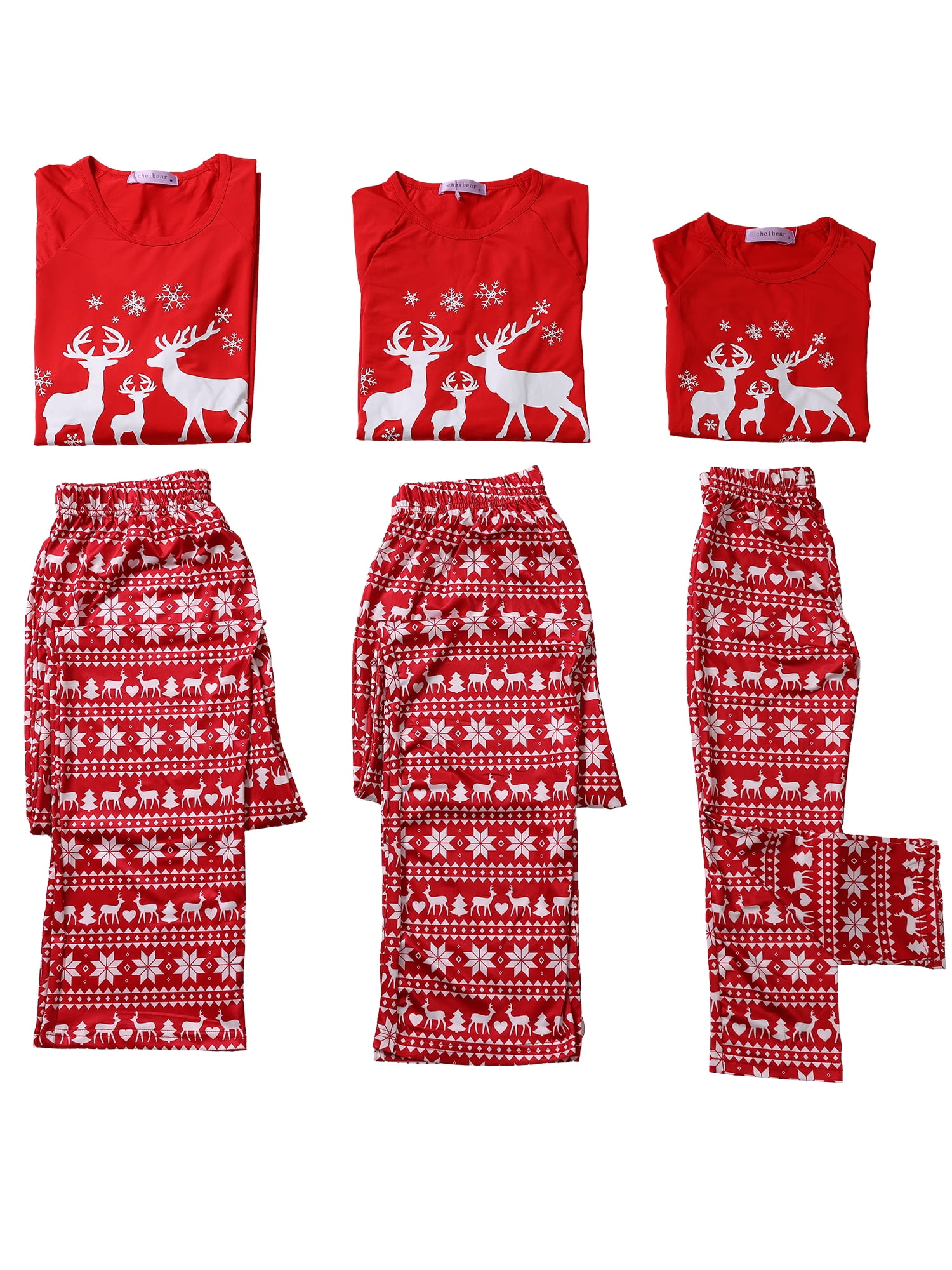 Unique Bargains Women's Christmas Deer Tee and Deer Pants Family Pajama Sleepwear Sets