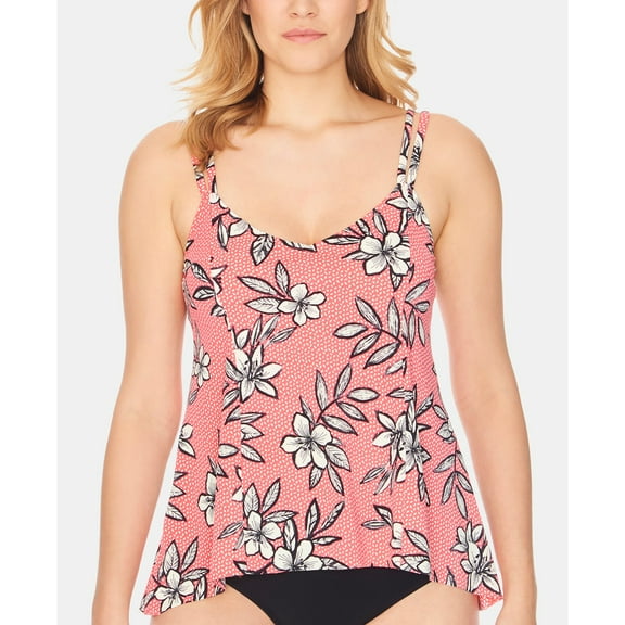 Swim Solutions Womens Printed Catalina High Low Tankini Top;8