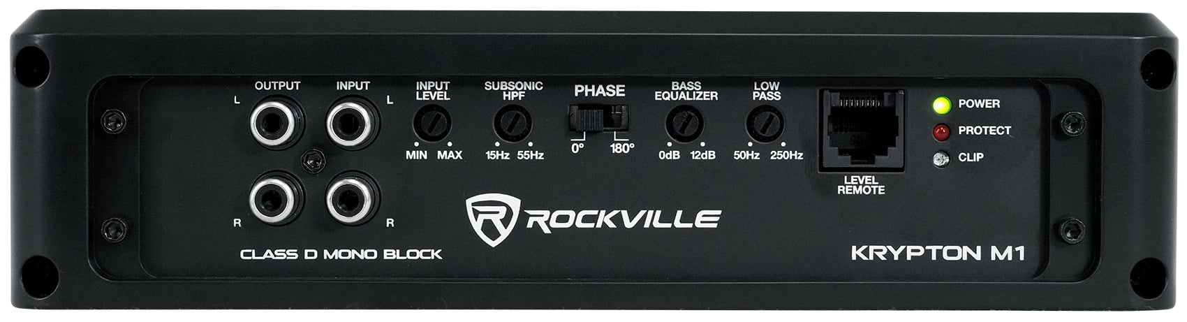 Rockville Krypton-M1 2000w Peak/500w RMS Mono 1 Ohm Car Amplifier Amp+Remote