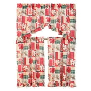 Kashi Home 3 Piece Christmas Decorative Kitchen Curtain Set, Ruffled
