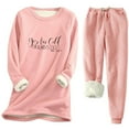 thumbnail image 3 of Kinrui Pajamas for Women Set Fleece Sherpa Lined Long Sleeve Pullover Tops and Sweat Pants Winter 2 Piece Outfits Loungwear Pink,XXL, 3 of 4