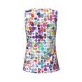 thumbnail image 5 of Xecao Colorful Watercolor Dots print women's scoop neck, loose-fit workout tank tops for the gym., 5 of 9