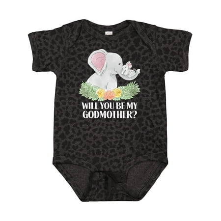 

Inktastic Will You Be My Godmother Cute Elephants with Flowers Gift Baby Boy or Baby Girl Bodysuit