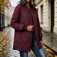 thumbnail image 6 of Vivianyo HD Women's Bomber Collar Long Quilted Jacket, Long Sleeve Lightweight Zip Up Winter Coat with Pockets, Sizes S-2XL, 6 of 8