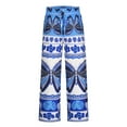 thumbnail image 6 of Idoravan Women's Plus Size Pants Clearance Fashion Women Casual Butterfly Printing Trousers High Waist Wide Leg Slim Straight Beach Pants, 6 of 8