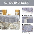 thumbnail image 3 of Heavy Weight Cotton Linen Tablecloth Lace Plaid Round Table Cloth for Kitchen Dining Room Tabletop Decoration, 62" - Round, Light Blue, 3 of 6