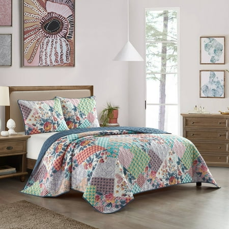 Nanshing Brenda 3 Piece Patchwork Multicolor Quilt Set King