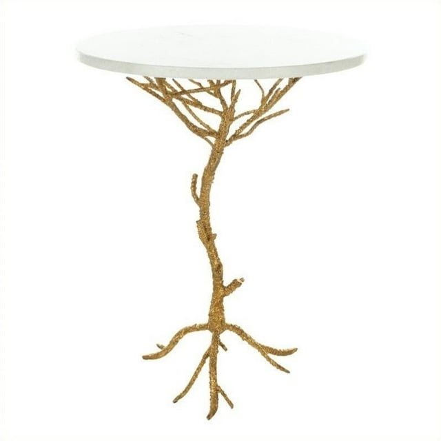 Safavieh Table d'Appoint en Marbre Jason Blanc et Or