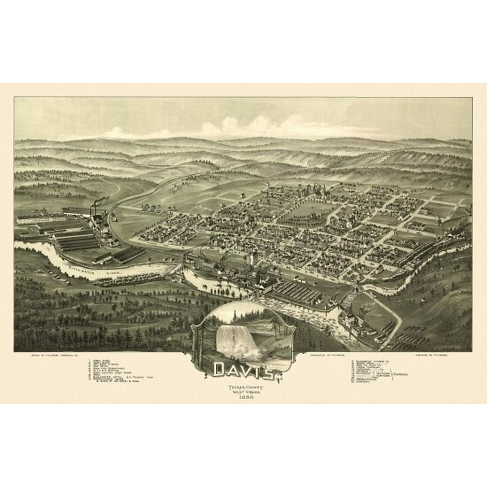 Vintage Map of Davis West Virginia 1898 Tucker County Poster Print