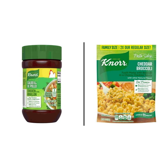 Knorr Chicken Granulated Bouillon 3.5 oz & Knorr Pasta Sides Cheddar Broccoli 8.3 oz